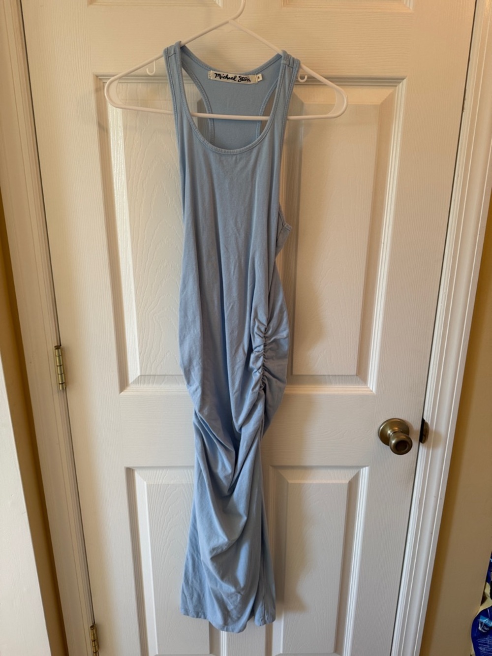 Michael Stars Sky Blue Ruched Maxi Tank Dress